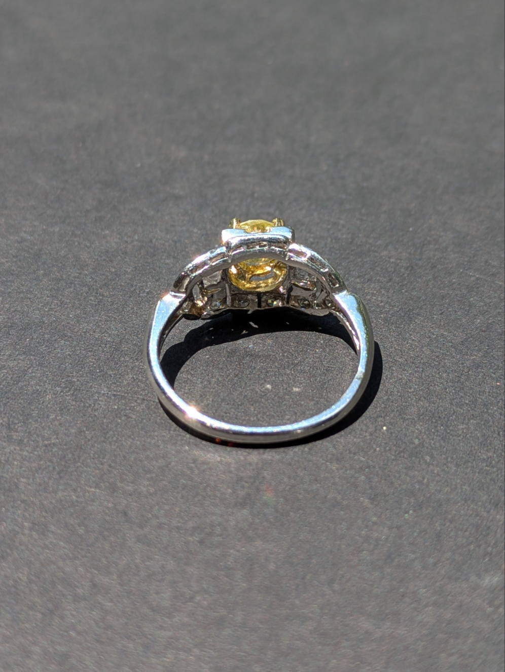 Platinum and Diamond Ring with Canary Diamond Center Stone