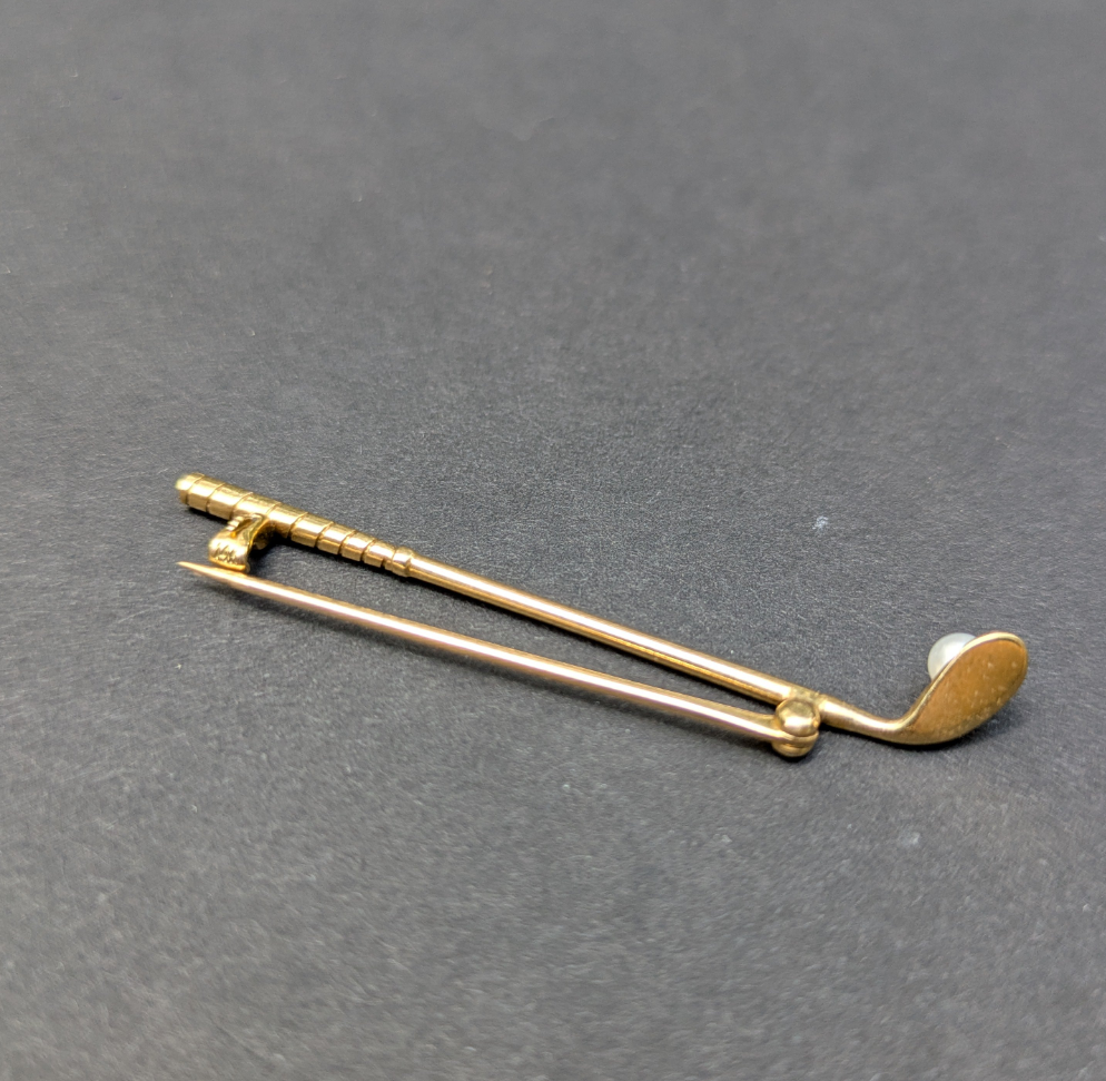 14kt Pearl Golf Club Brooch