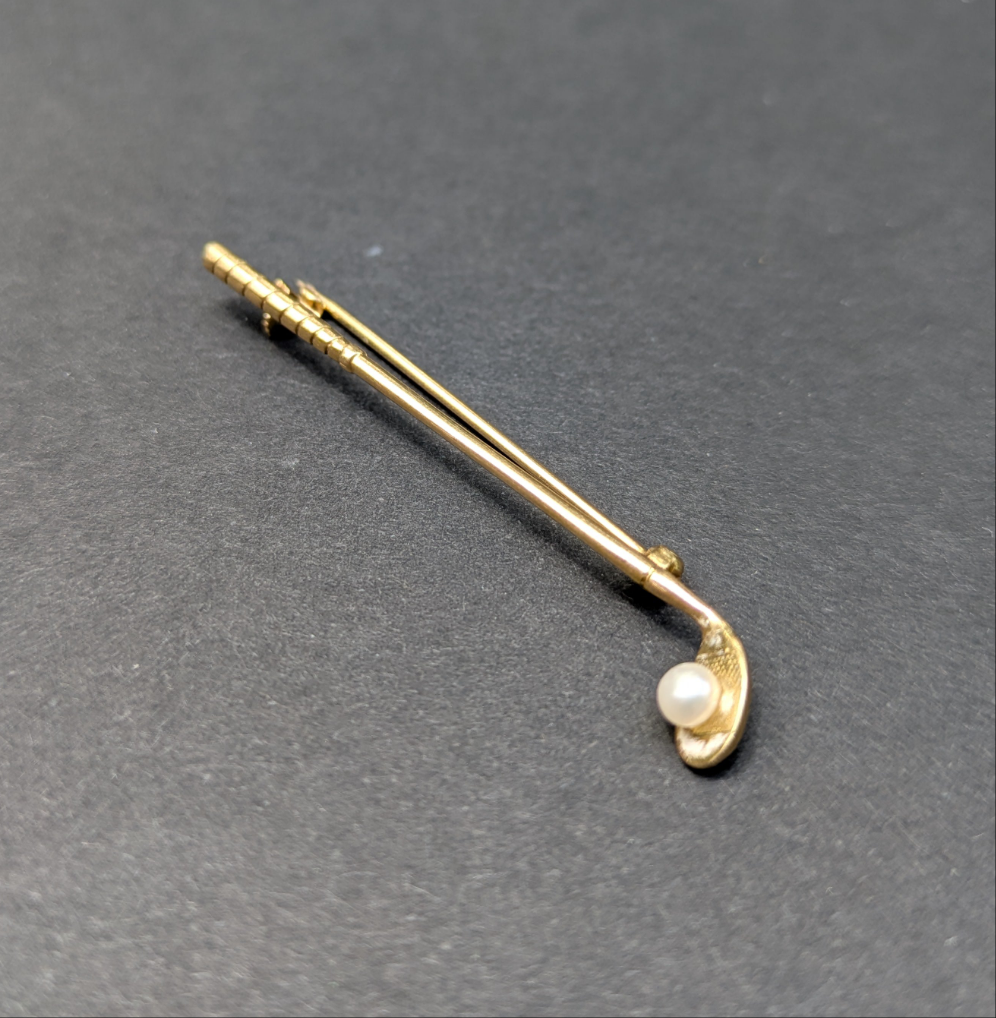 14kt Pearl Golf Club Brooch