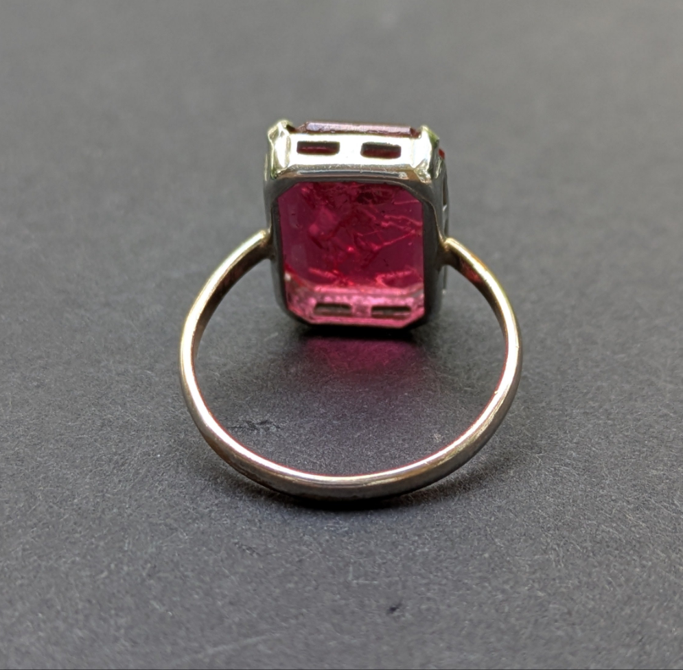 Red Glass Intaglio of Jupiter Reset in White Gold