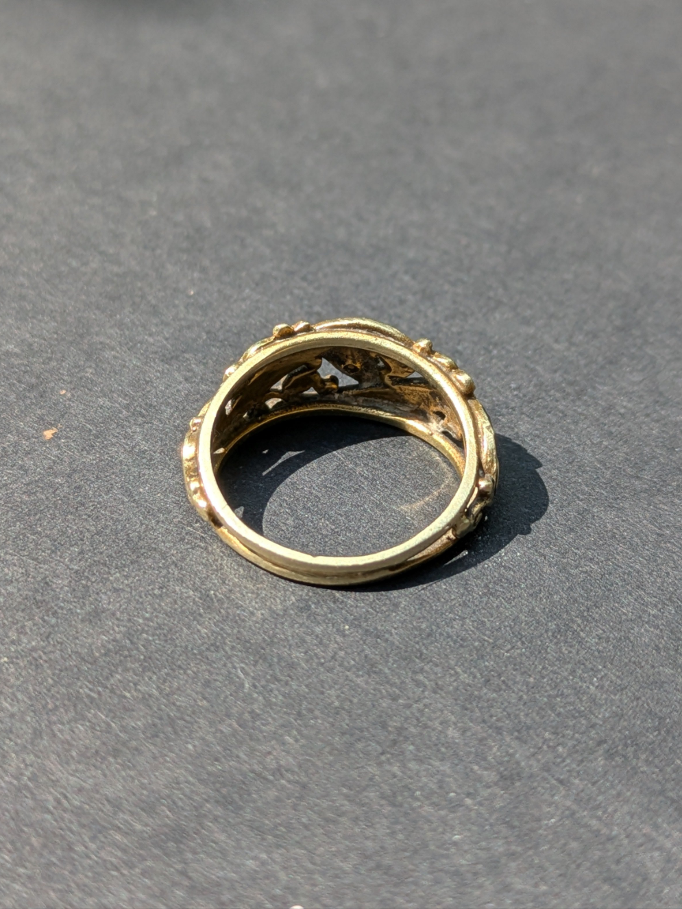 14kt Black Enamel and Seed Pearl Ring Mourning