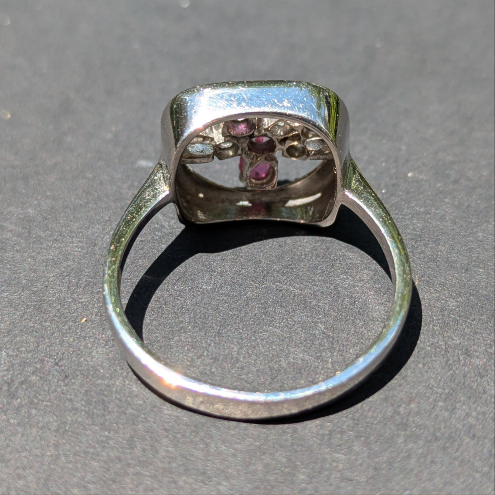 14kt Ruby and Diamond Brutalist Ring