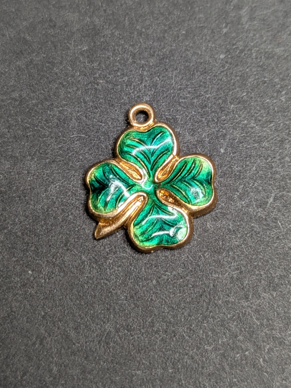 14k Green Enamel Shamrock