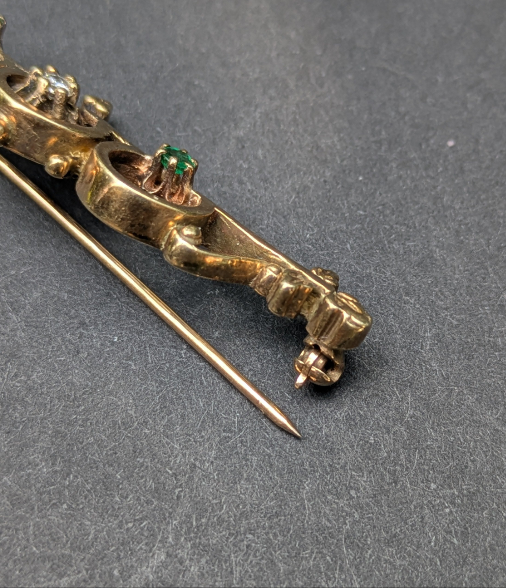 18kt Emerald and Diamond Swag Brooch