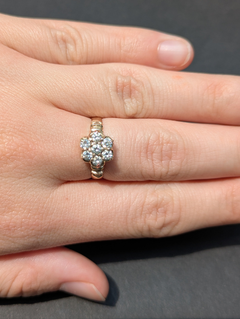 14kt Yellow Gold 7 Diamond Cluster Ring