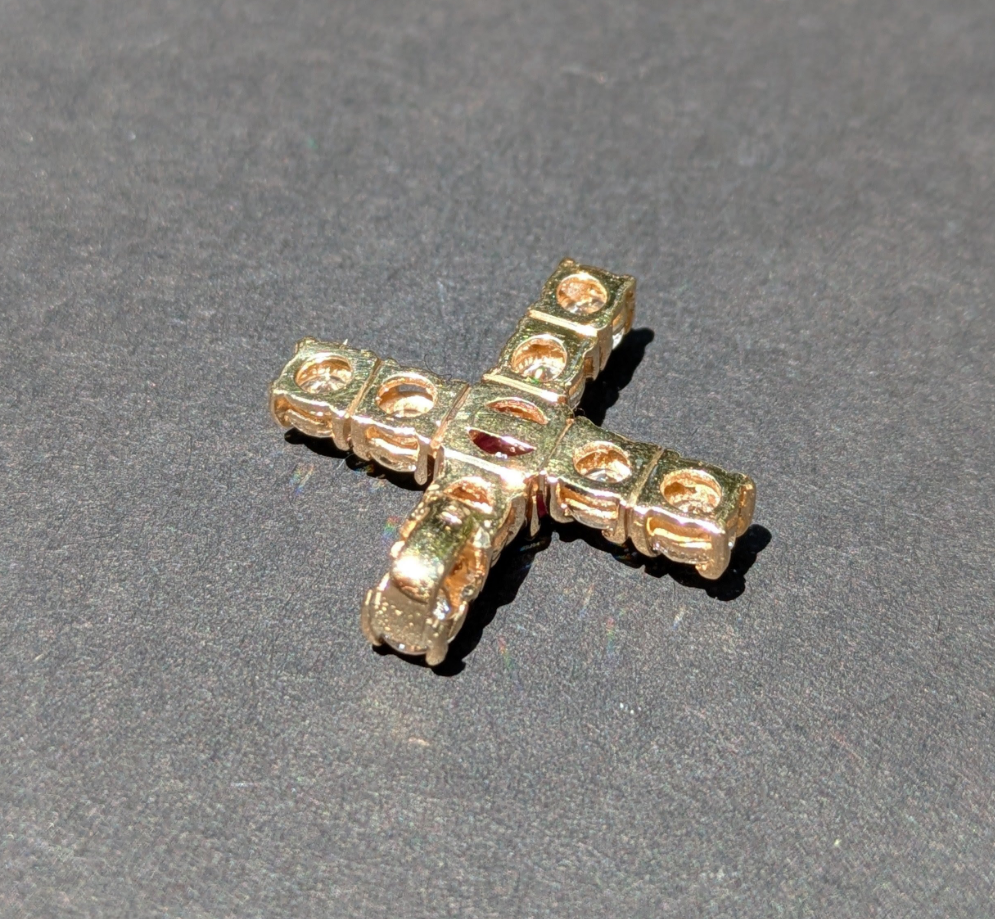 Diamond and Ruby 14kt Cross or Plus Symbol