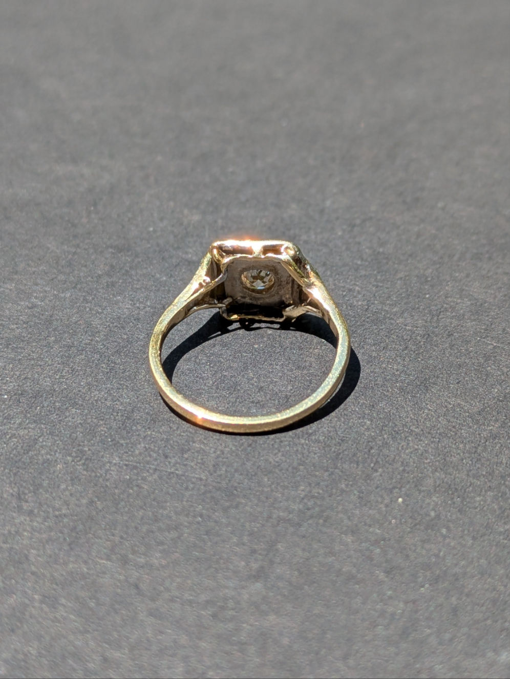 14kt Yellow and White gold Square Set Diamond Ring