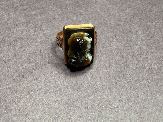 14k Double Faced Cameo Ring Late 1800s