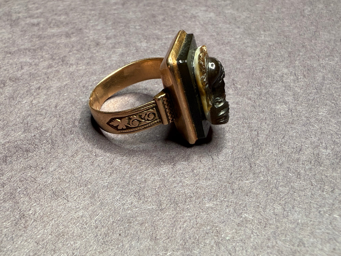 14k Double Faced Cameo Ring Late 1800s