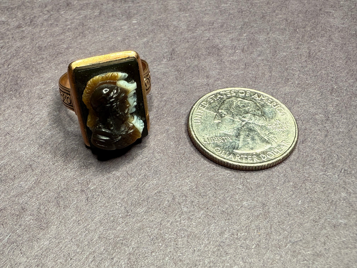 14k Double Faced Cameo Ring Late 1800s