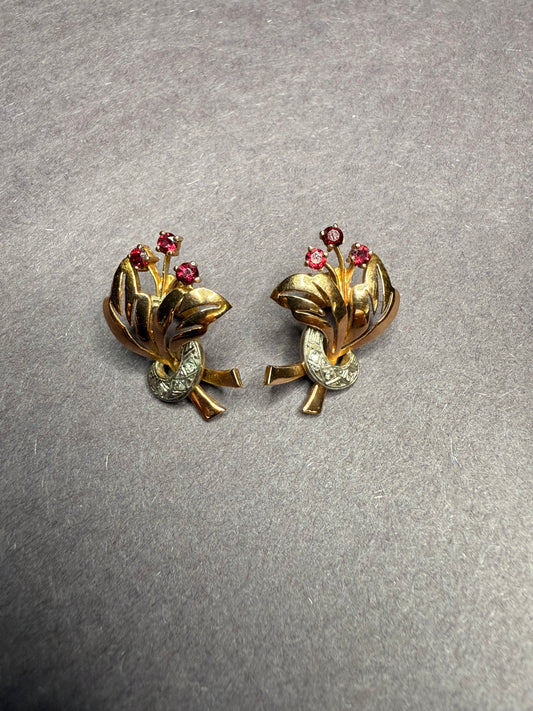 14k Ruby & Diamond Earrings