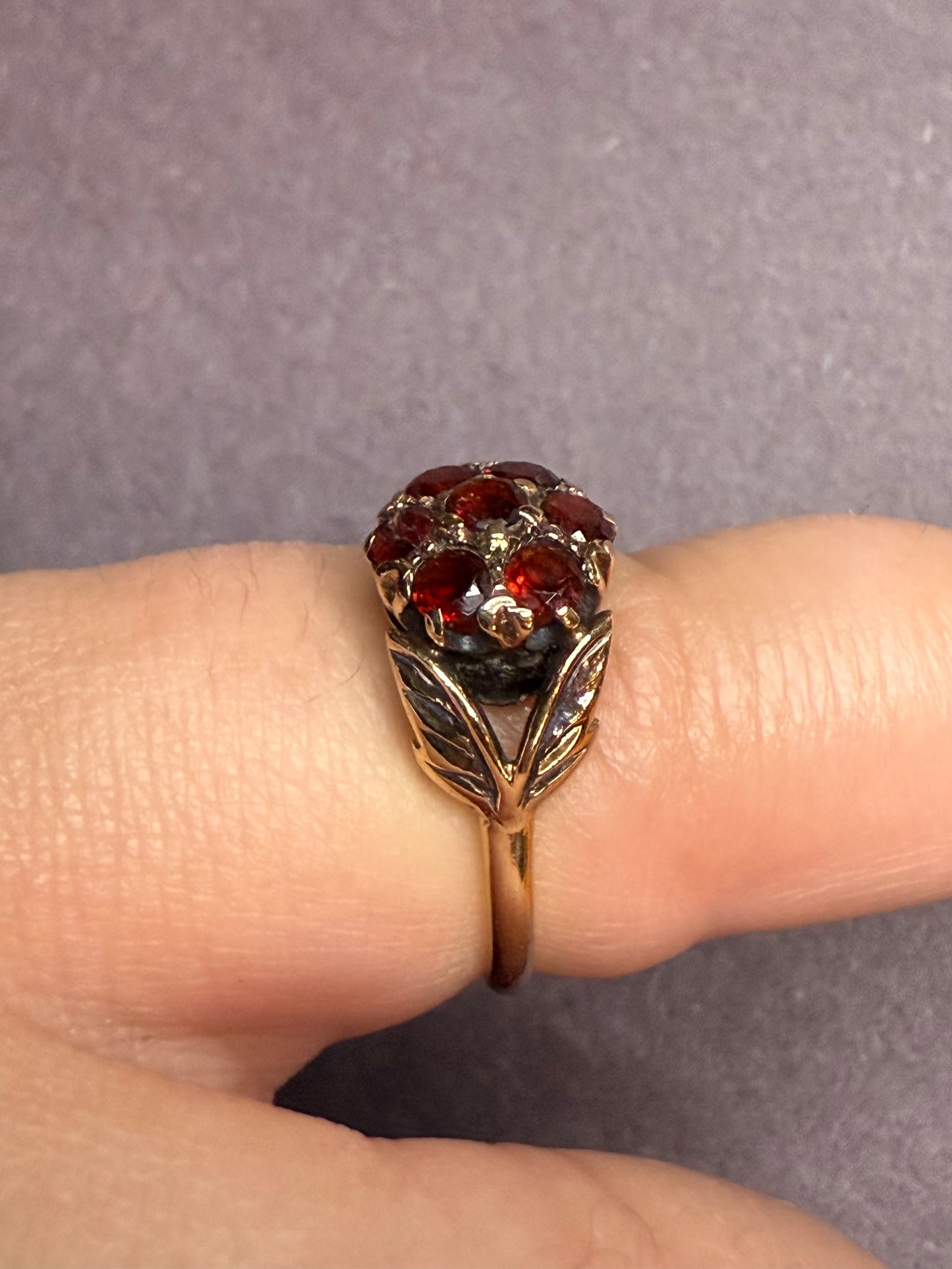 9k English Garnet Cluster Ring