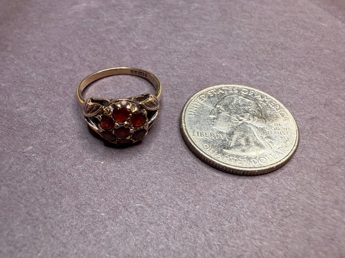 9k English Garnet Cluster Ring