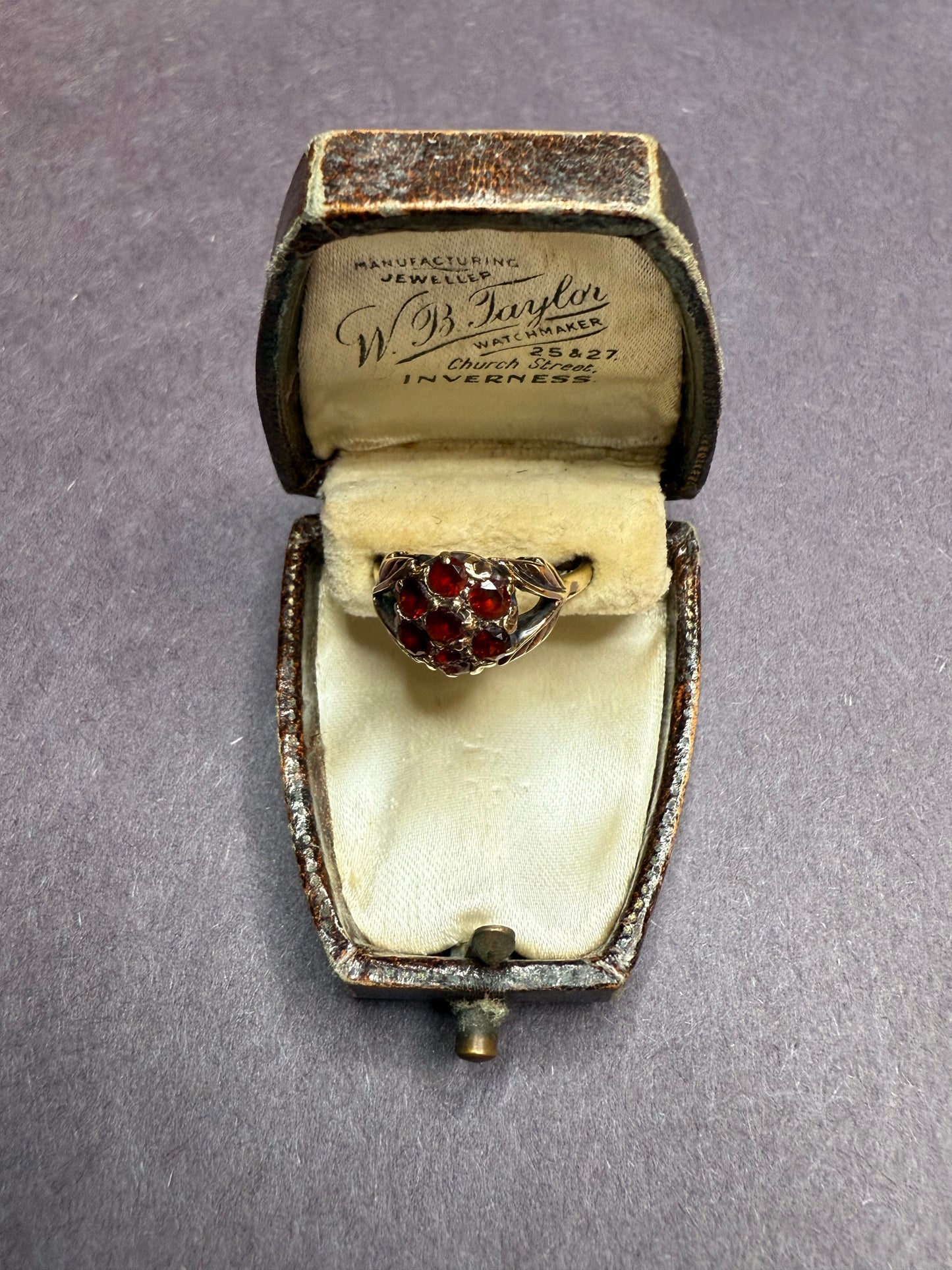 9k English Garnet Cluster Ring