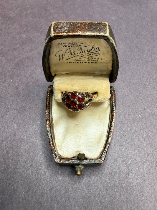 9k English Garnet Cluster Ring