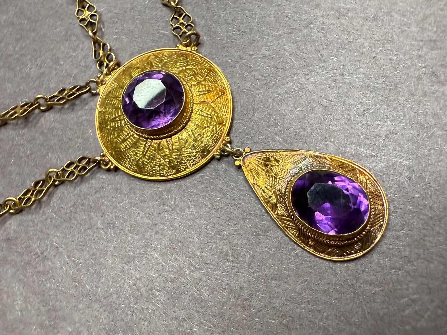 Art Nouveau Amethyst 14k Necklace