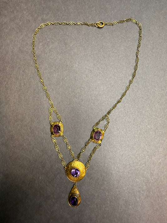 Art Nouveau Amethyst 14k Necklace