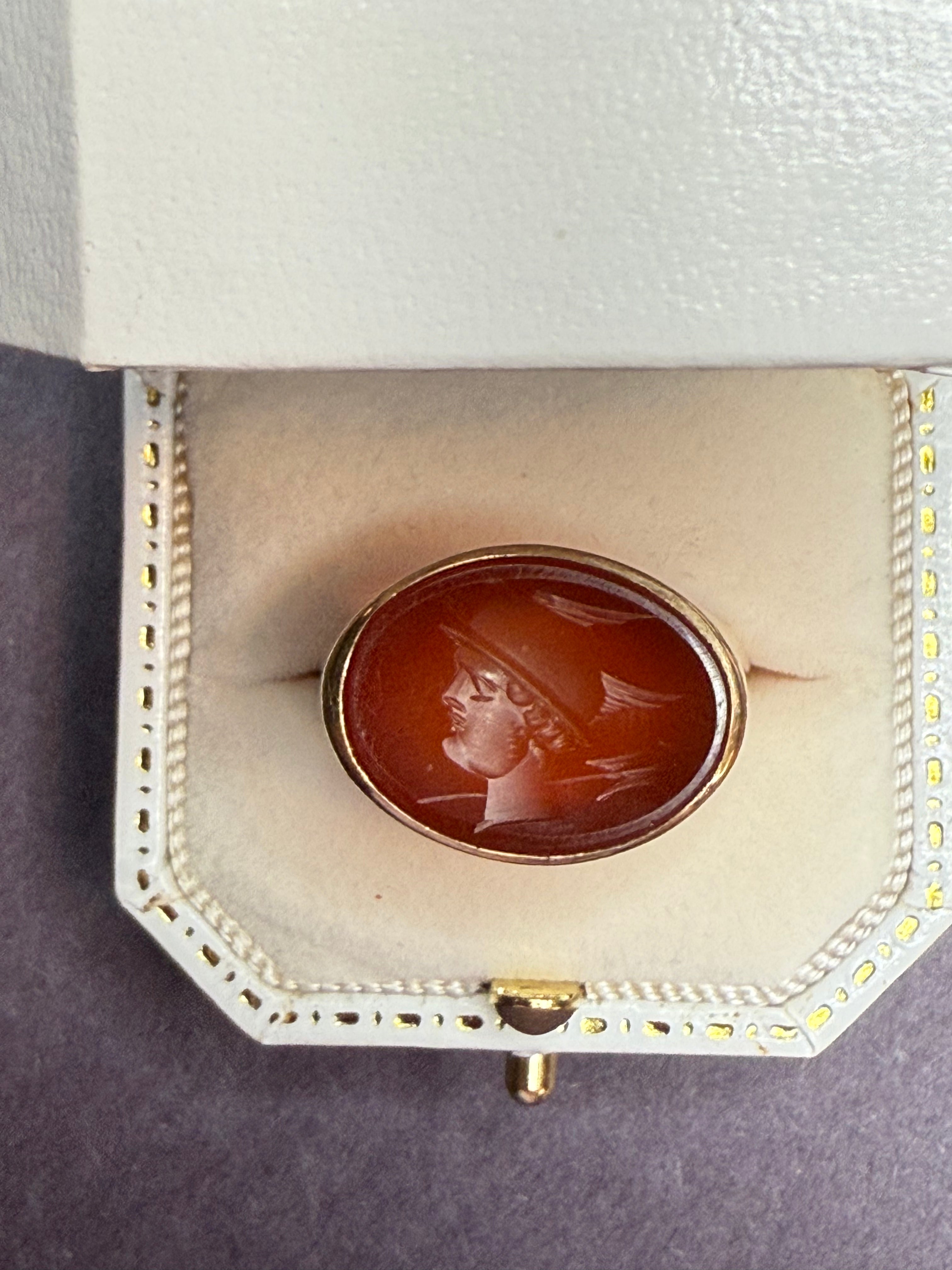 1934 JR Wood & Son Mercury 10k Intaglio Hummingbird Vintage