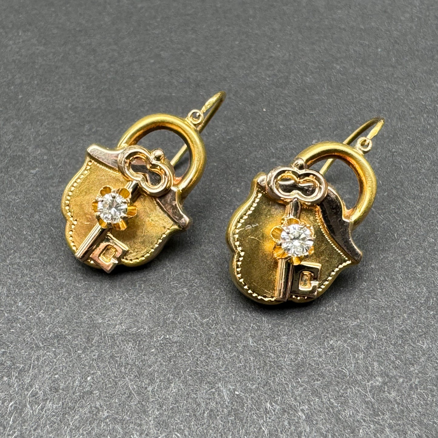 15k Lock and Key Dormouse Earrings