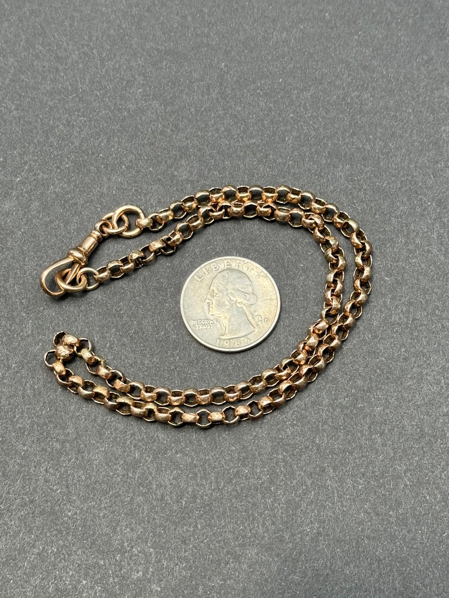 9k Rose Gold 16" Faceted Albert Chain with Dog Clip