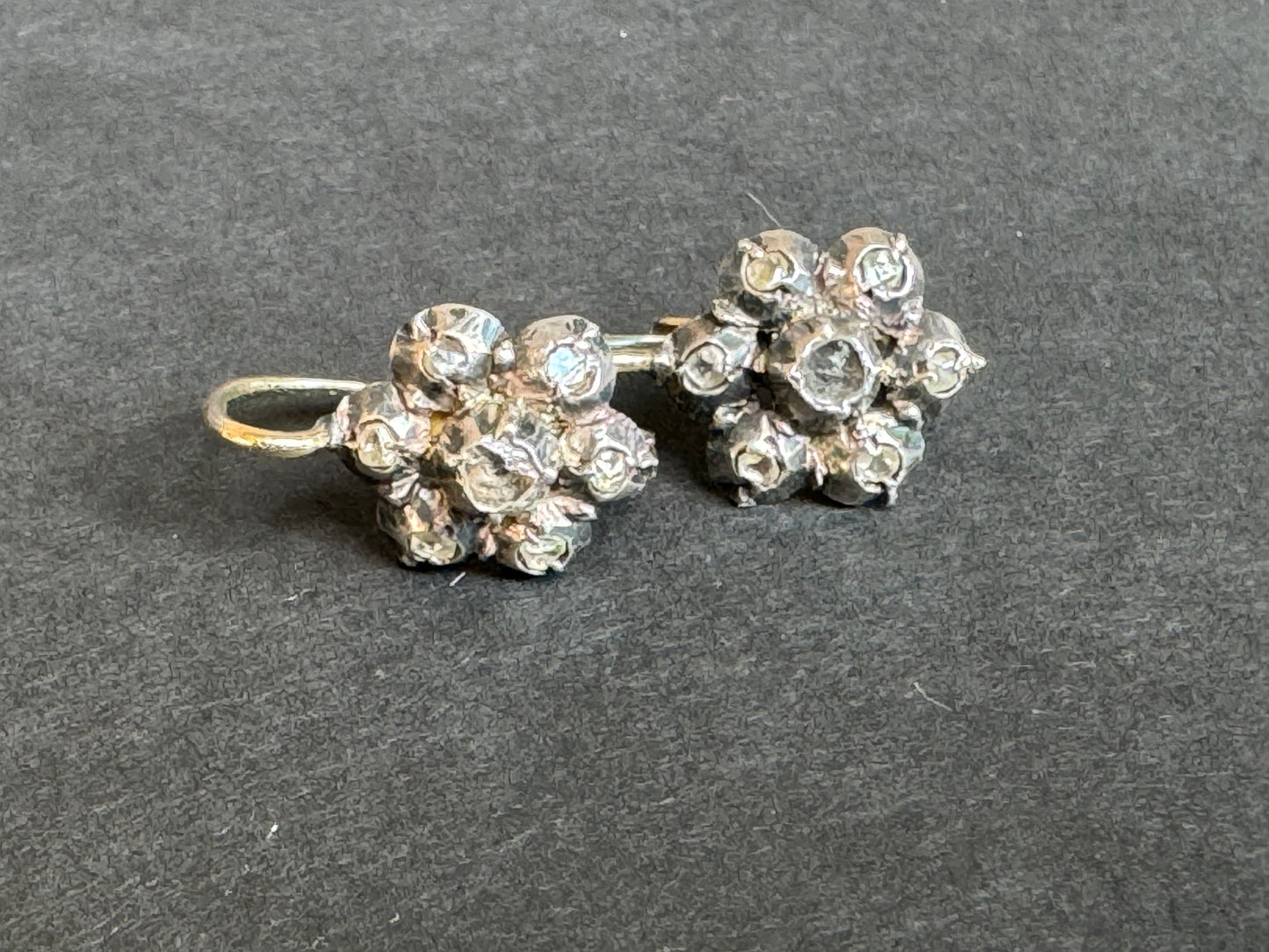 Georgian Platinum Rose Cut French Diamond Earrings