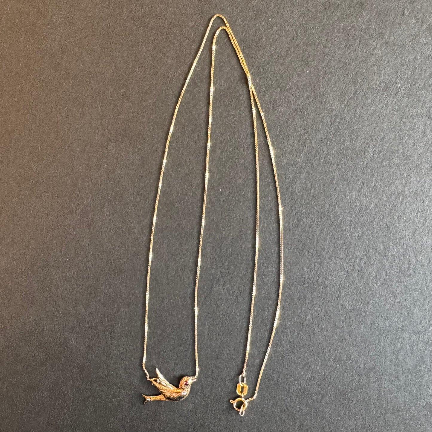 14K Dove with Ruby Eye and 14K Box Chain