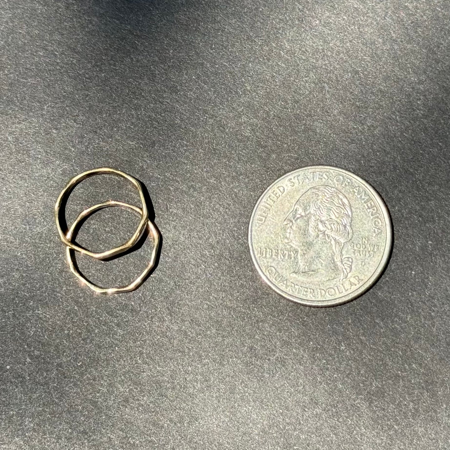 Pair English Art Deco 9k Hammered Bands