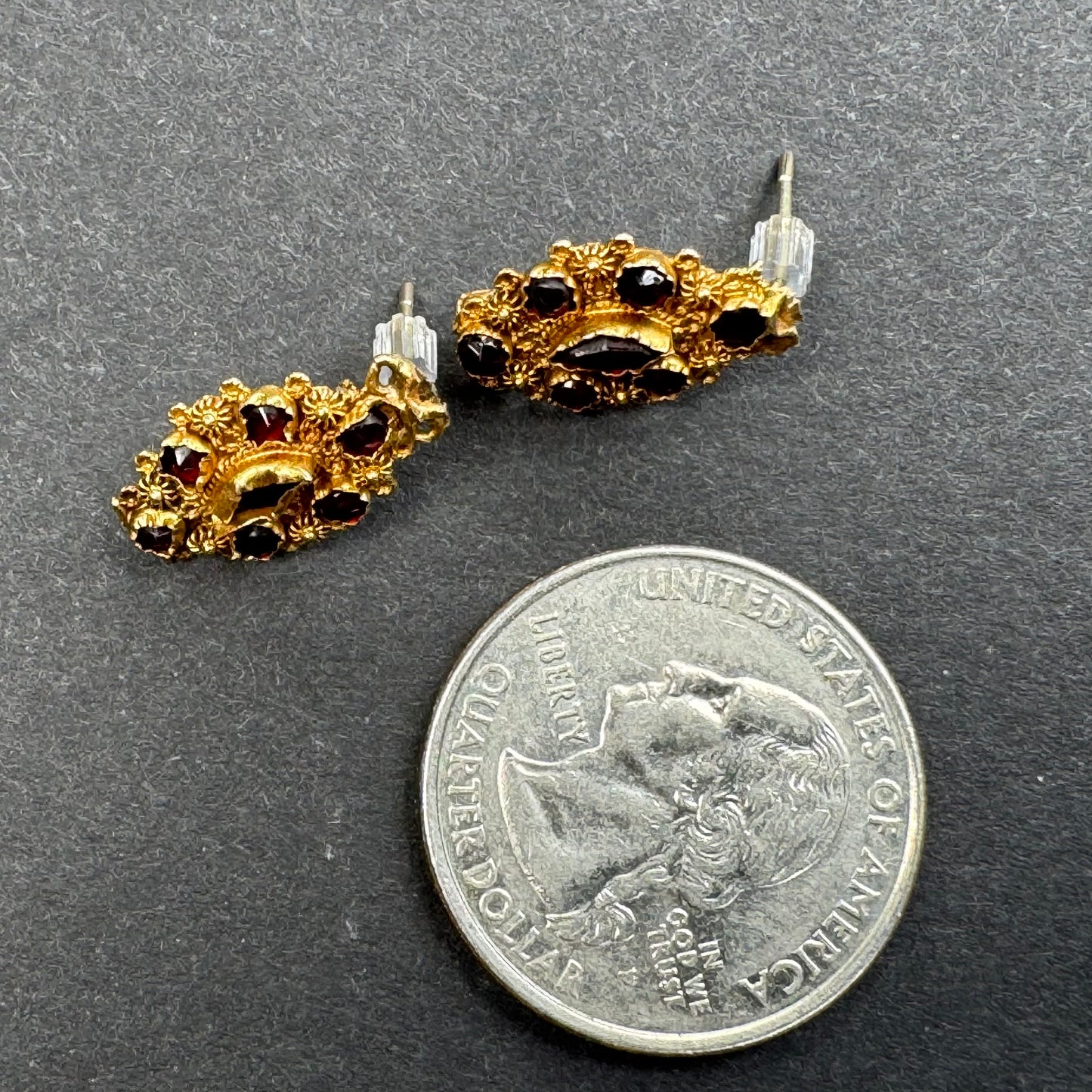 Dutch 1860s Conversion Garnet Earrings