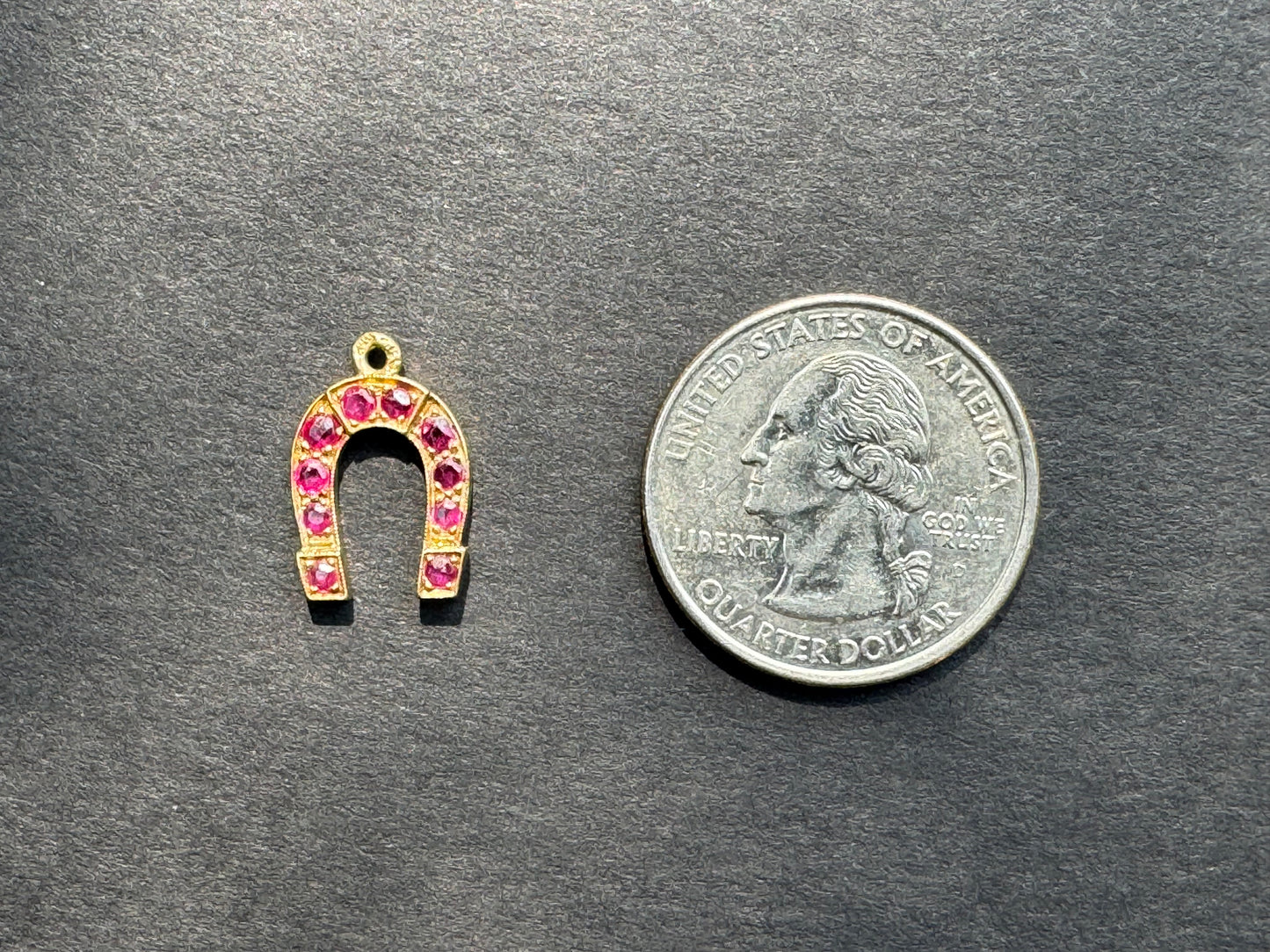 18k 1920s Ruby Horseshoe Charm