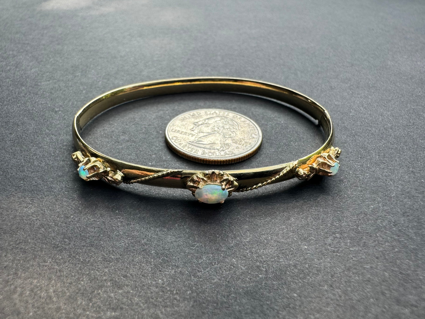 Vintage 14K Opal Bangle