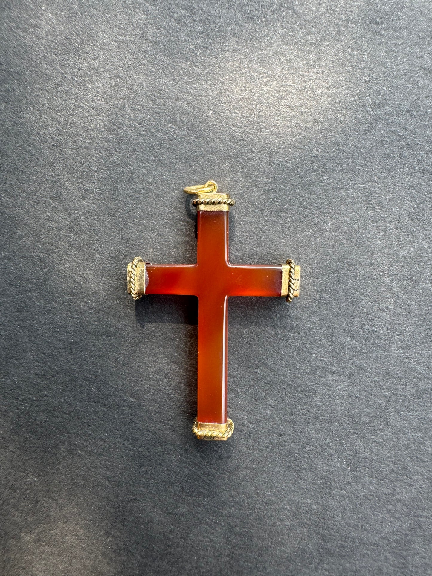 Carnelian 18k Early 1900s Cross Pendant