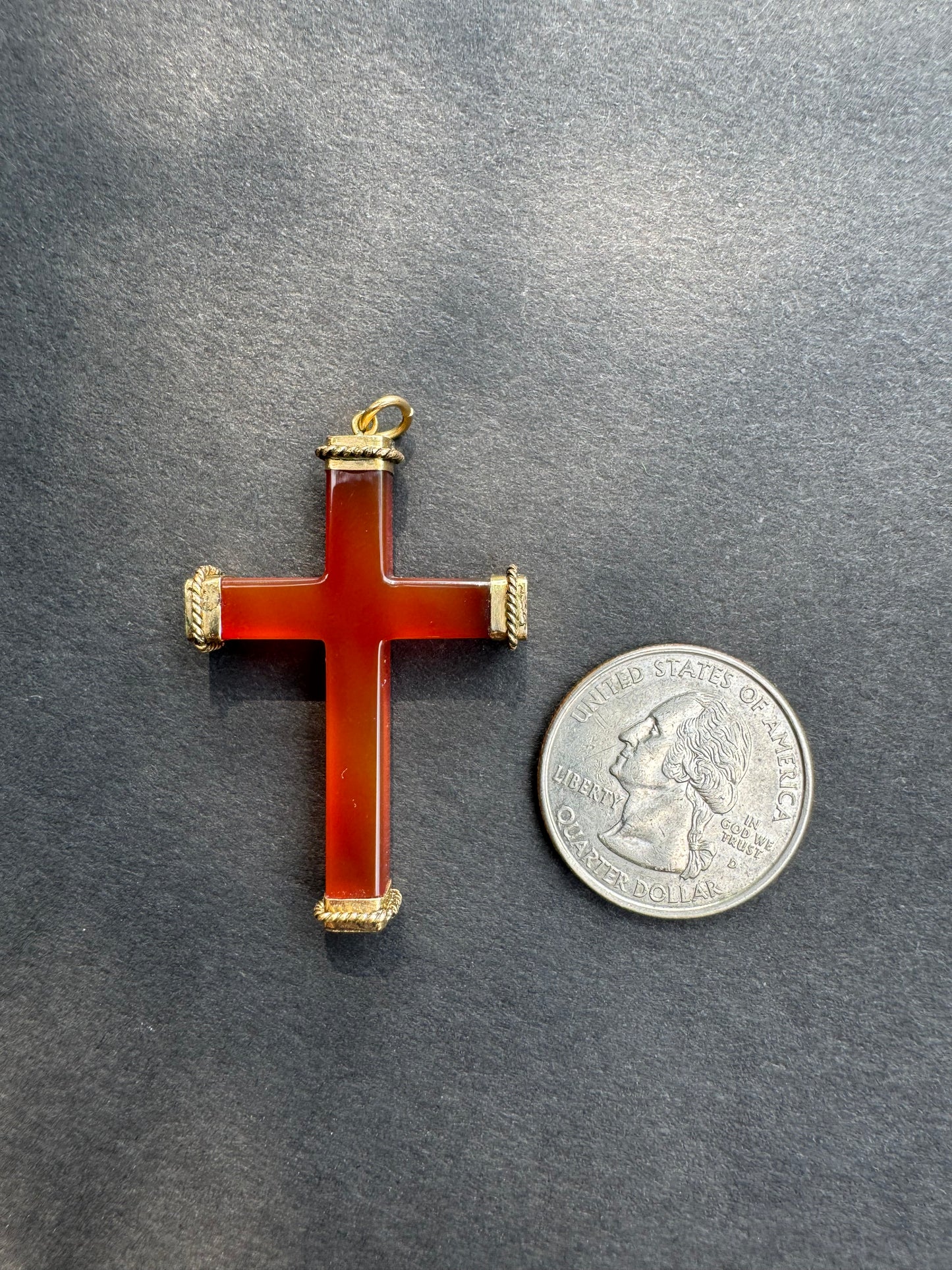 Carnelian 18k Early 1900s Cross Pendant