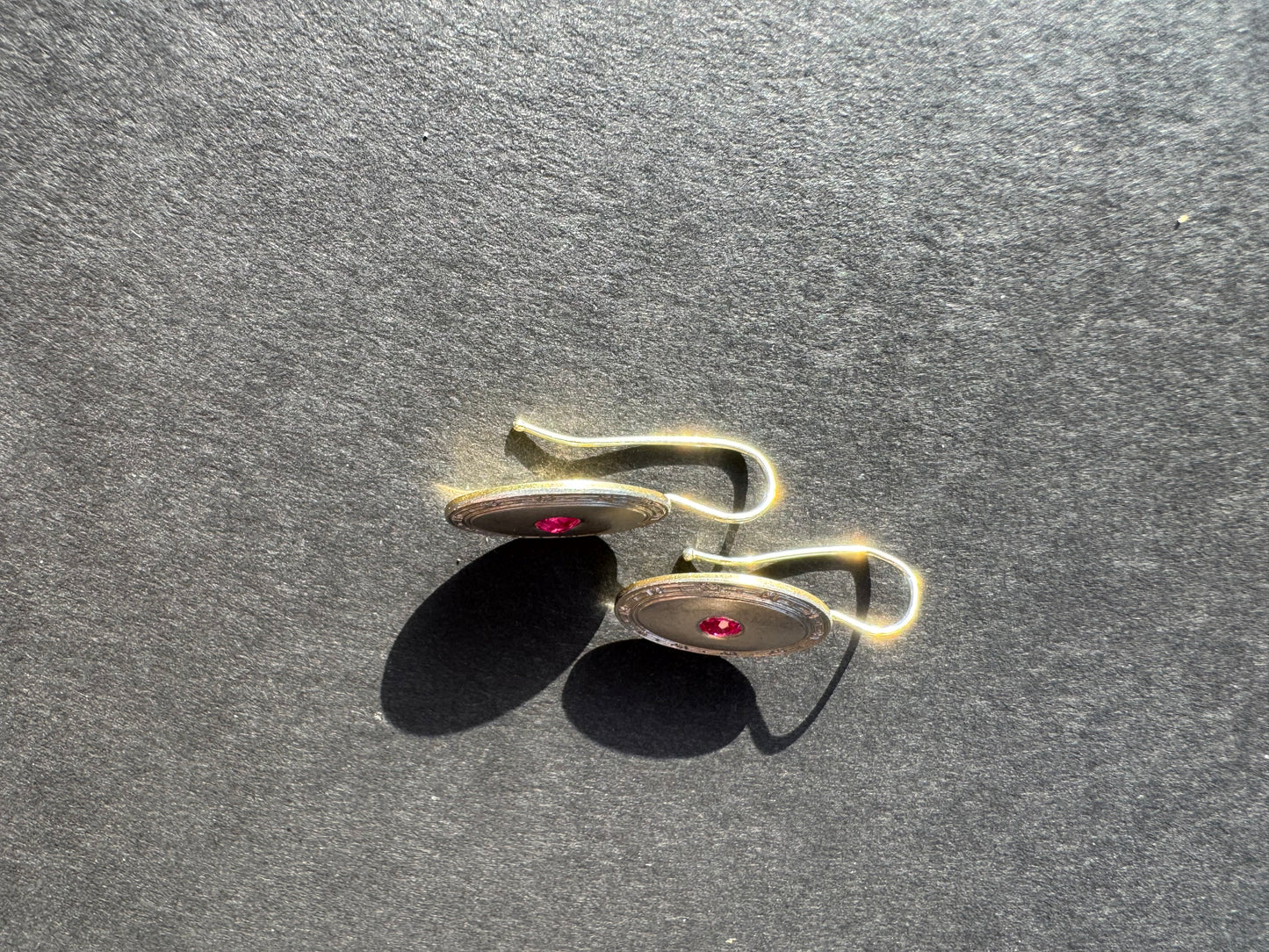 Platinum & 14k Art Deco Ruby Conversion Earrings