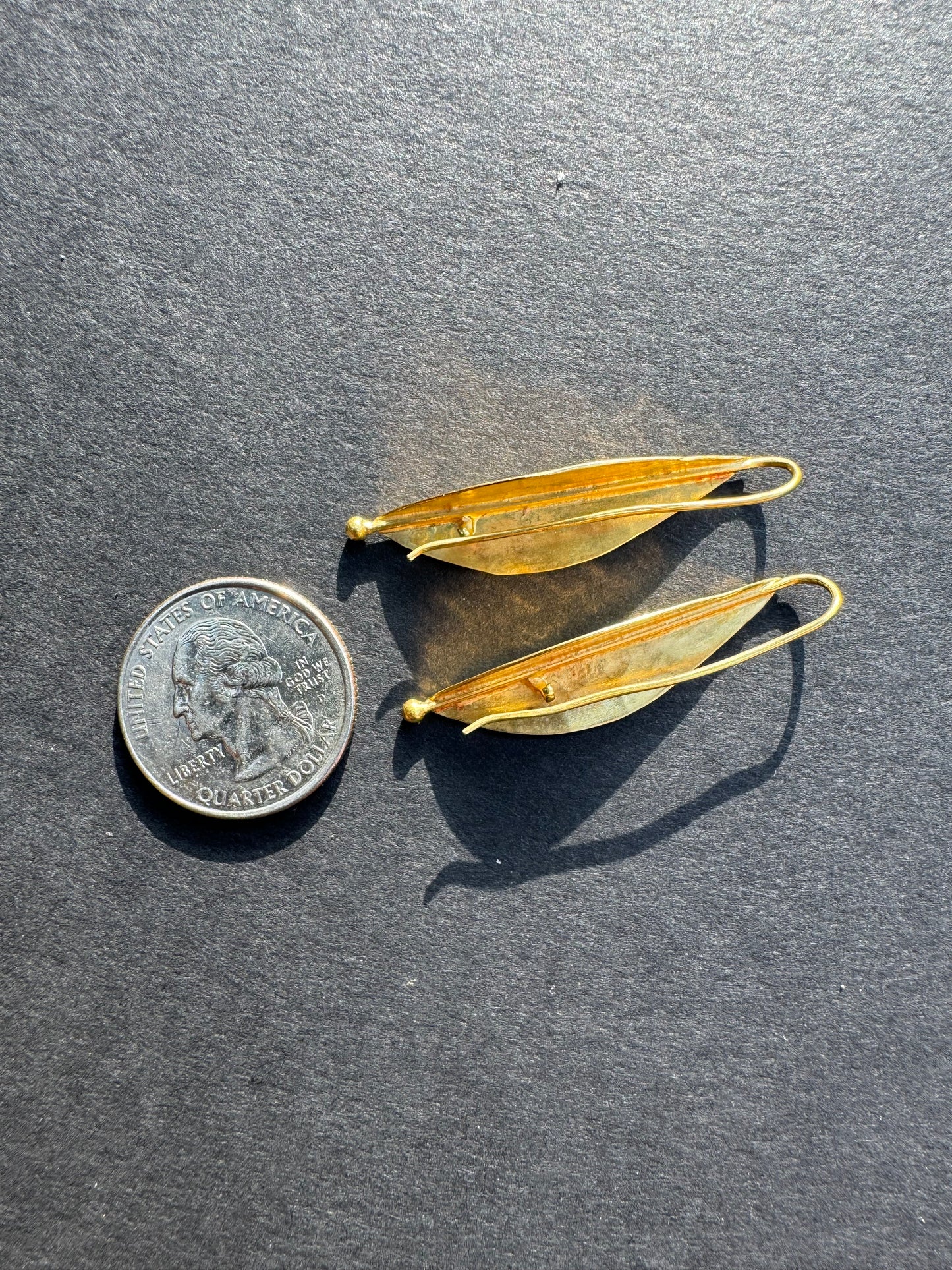 Vintage 18k Hand Wrought Leaf Earrings