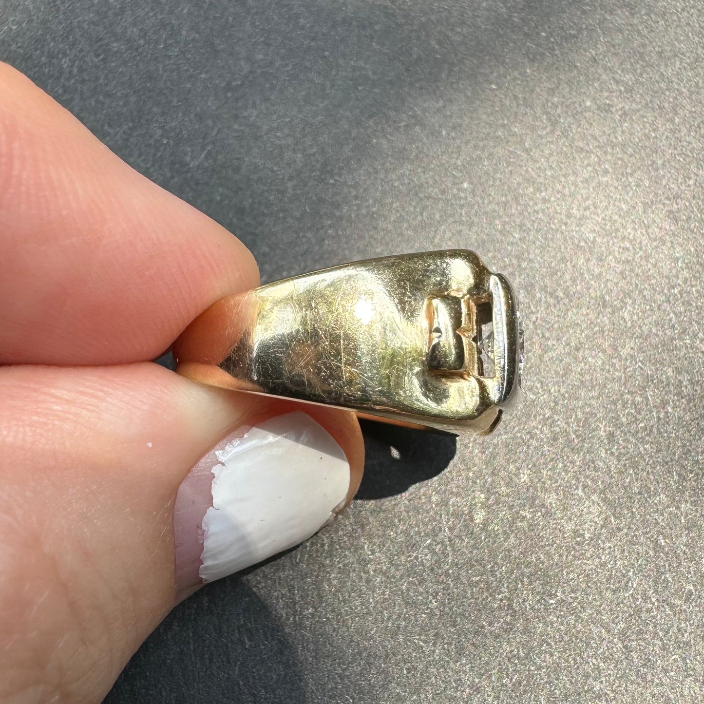 14k 1950s Transitional Cut Diamond Ring