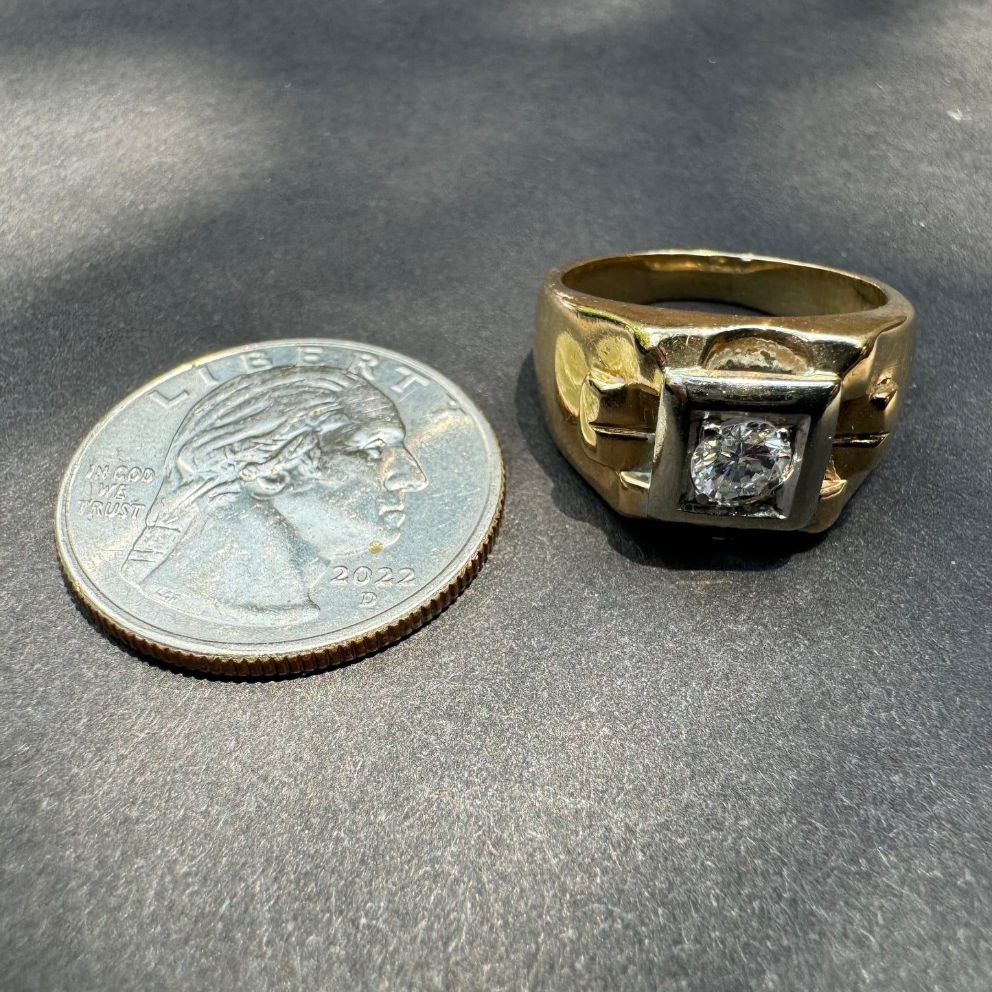14k 1950s Transitional Cut Diamond Ring
