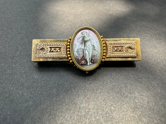 15k Victorian Pink Enamel Brooch