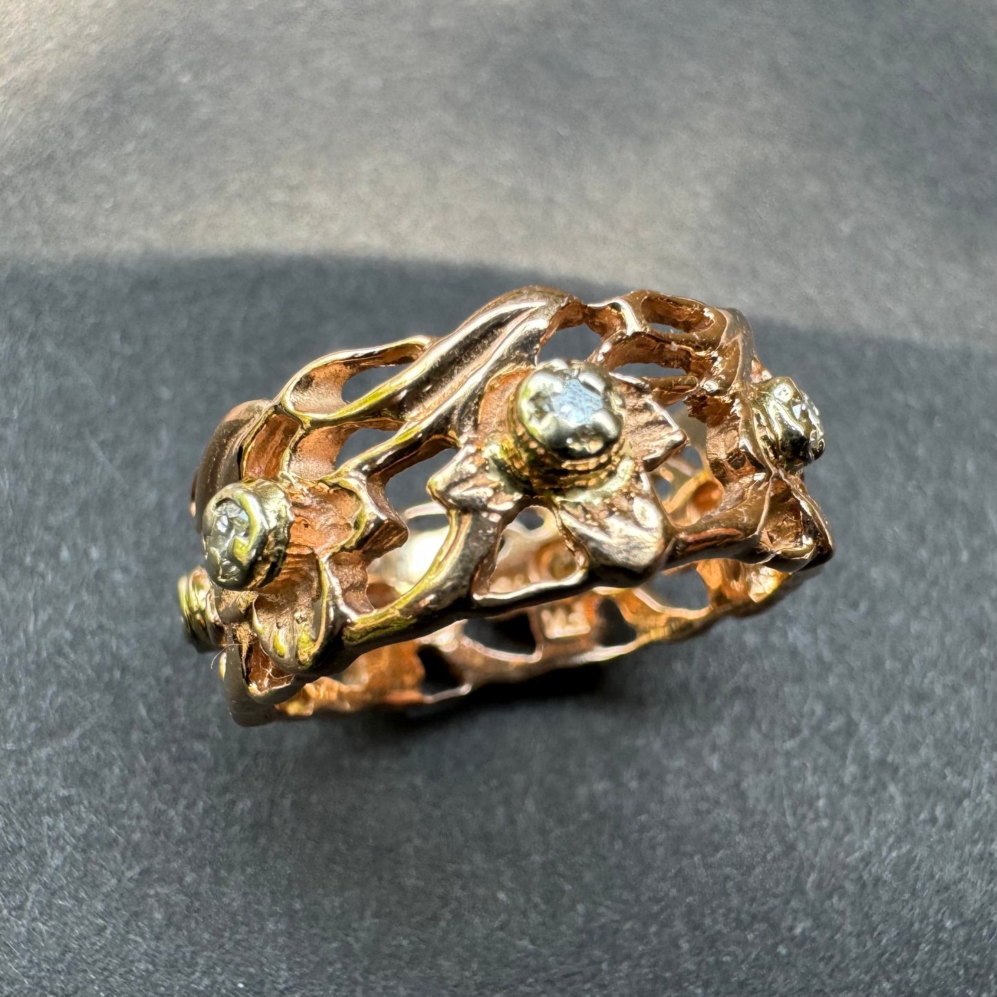 14k Rose Gold Vintage Floral Band