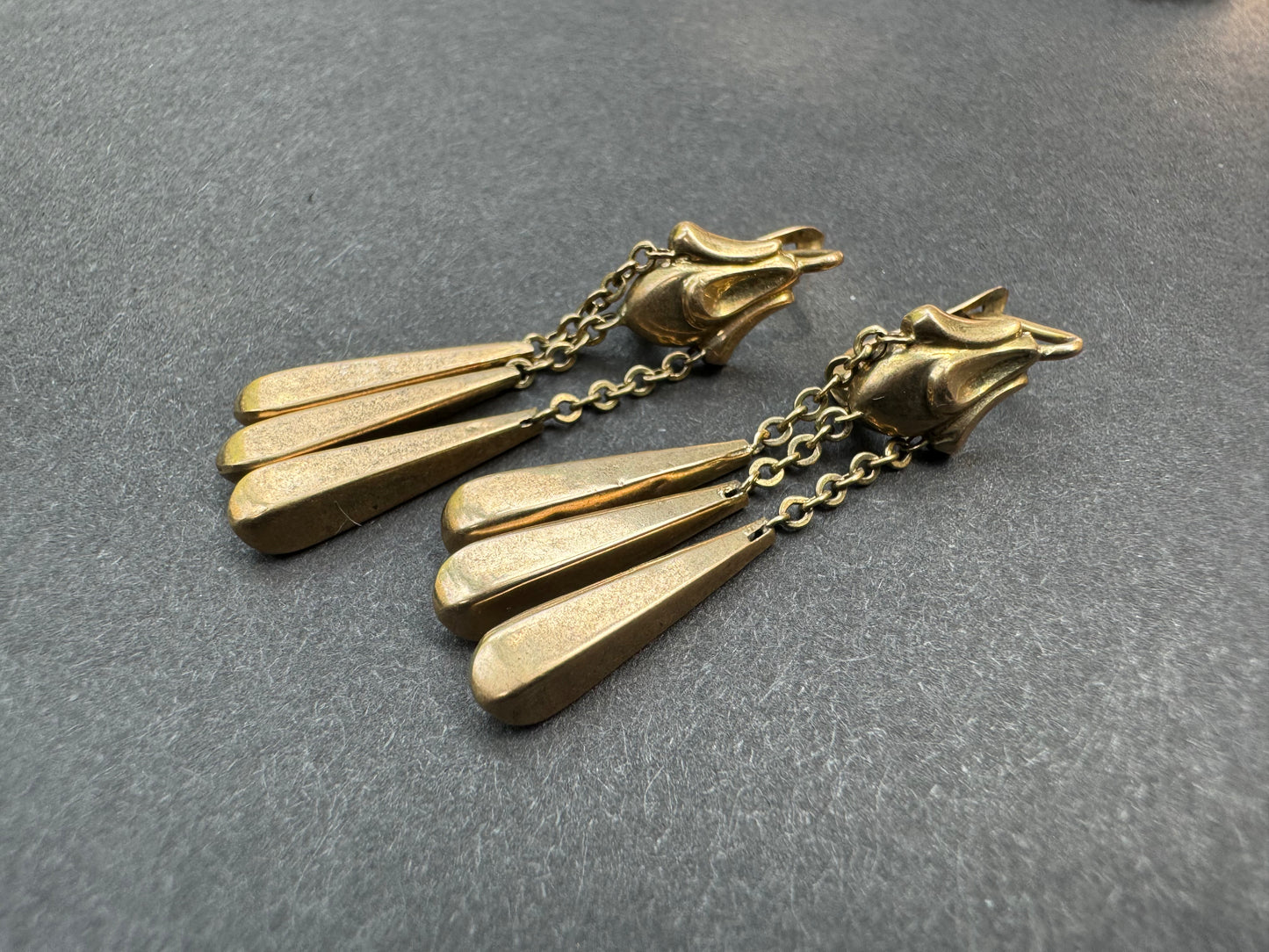 18k Rose Gold Dangle Leverback Earrings Circa 1918