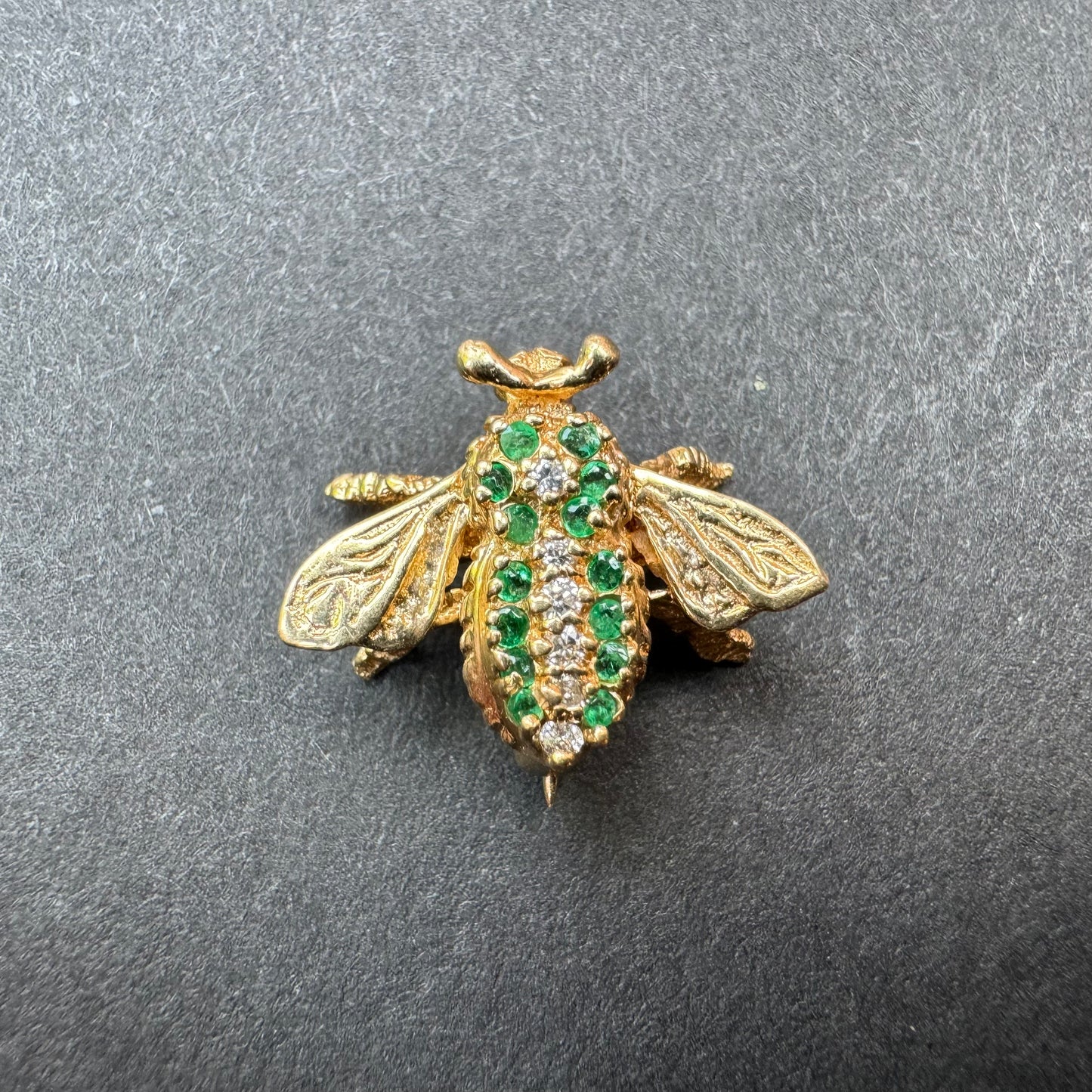 Vintage Small Emerald & Diamond Bee Pin
