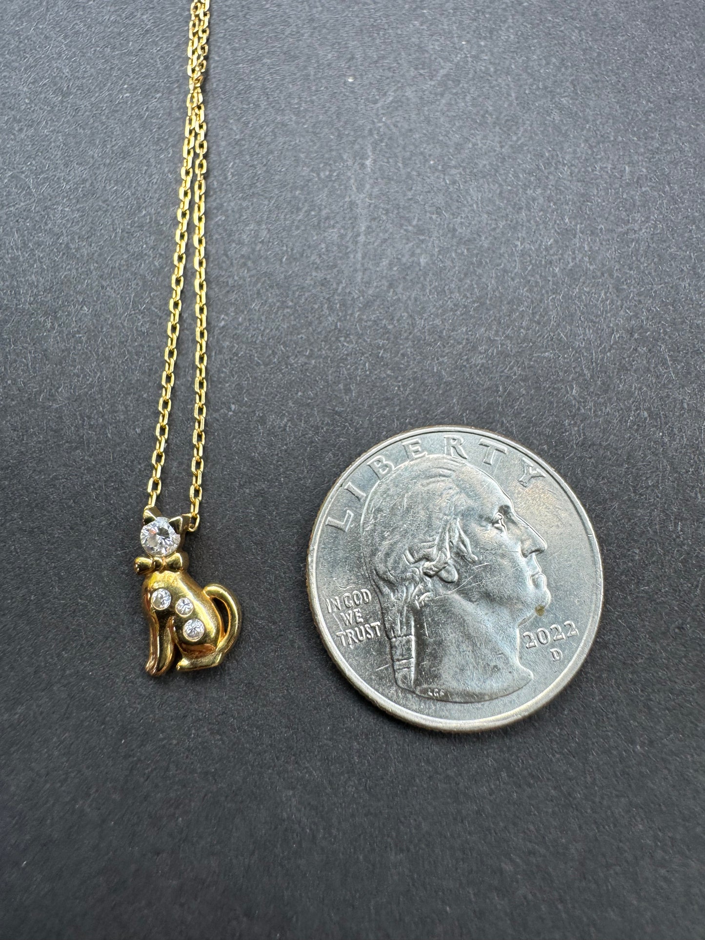 18k Estate Diamond Kitty Charm Necklace
