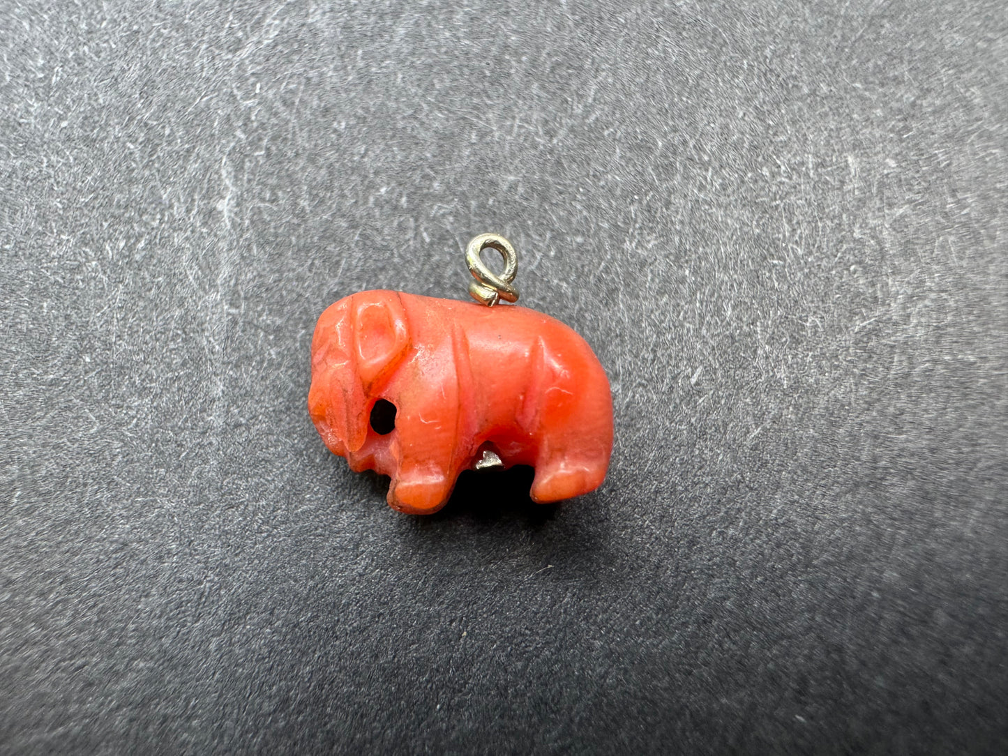 Tiny Carved Coral Elephant Charm