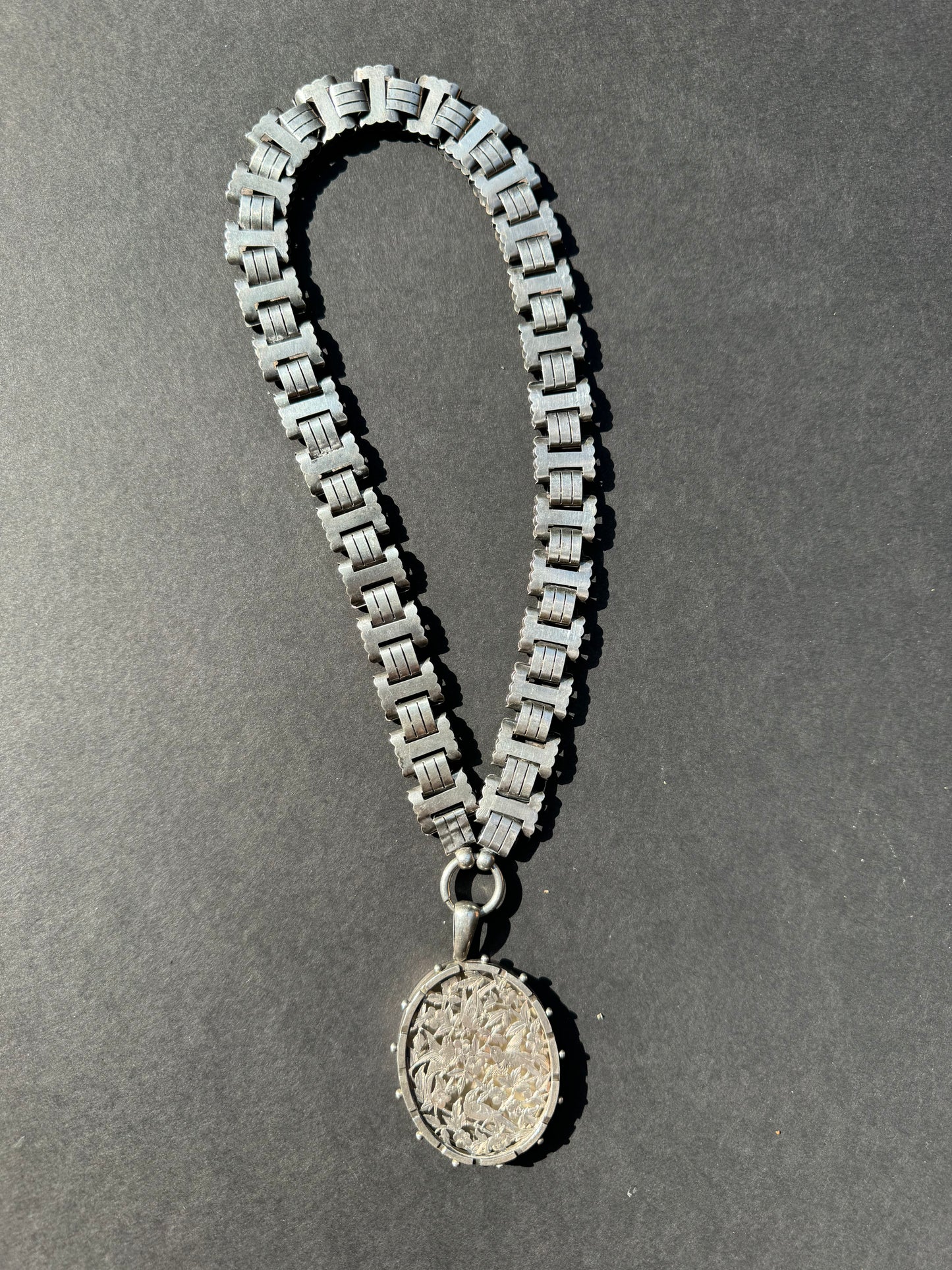 Very Large English Bird Design Locket on Book Chain