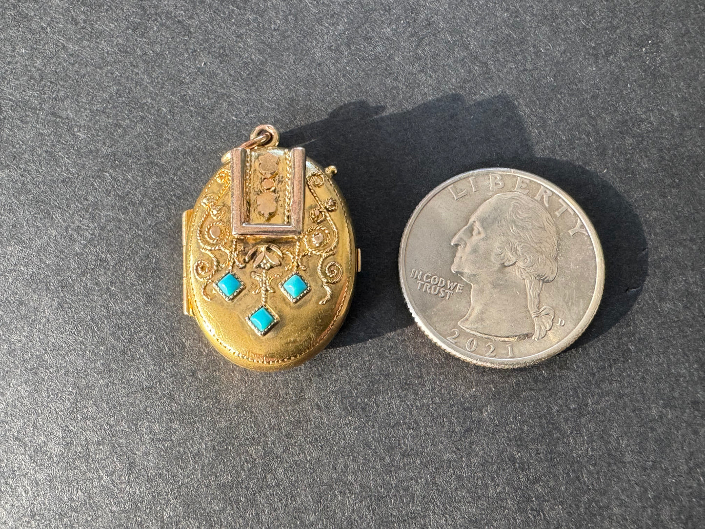 Gold and Turquoise Locket