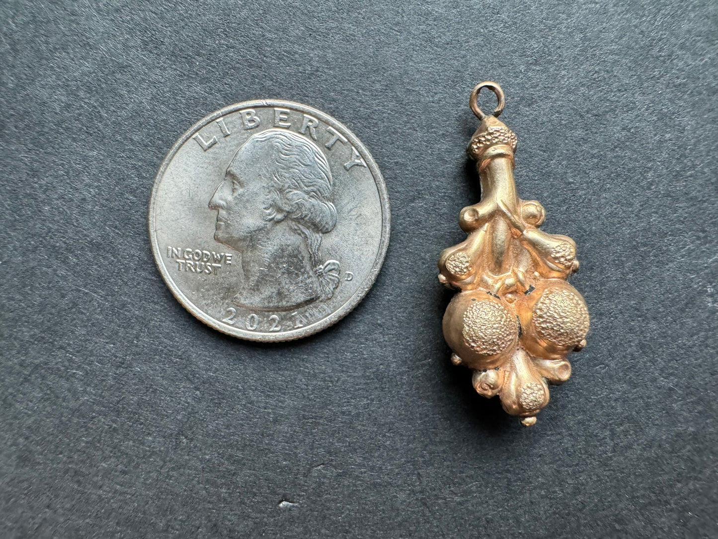 French Gold Repousse Representational Heart Charm