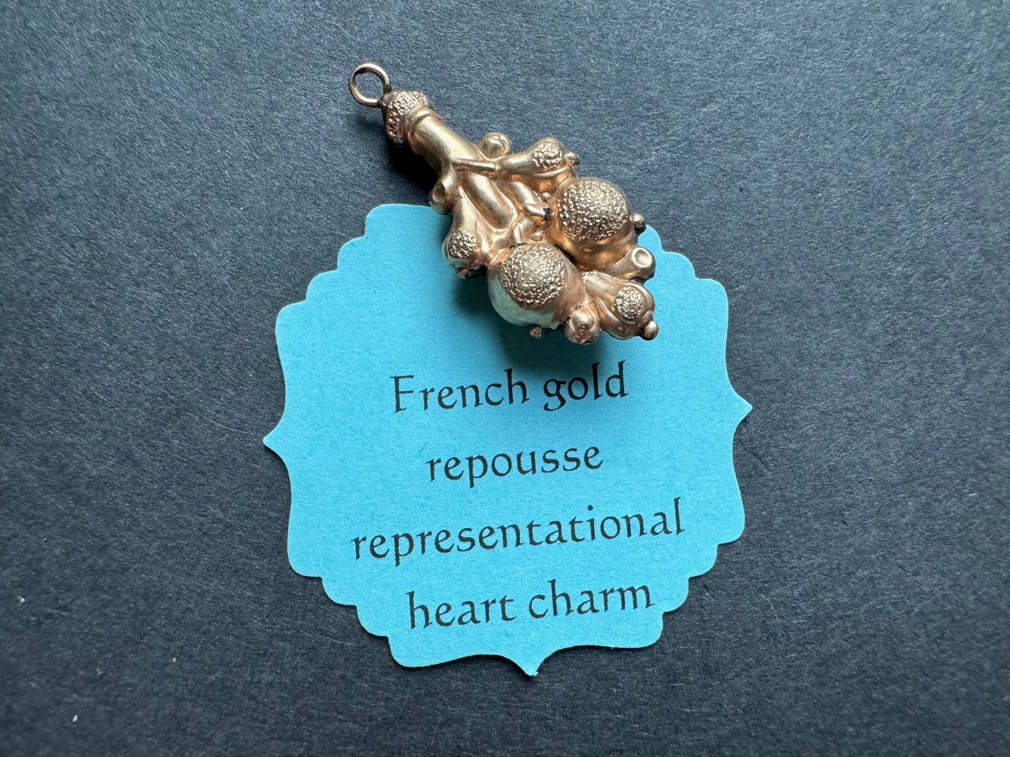 French Gold Repousse Representational Heart Charm
