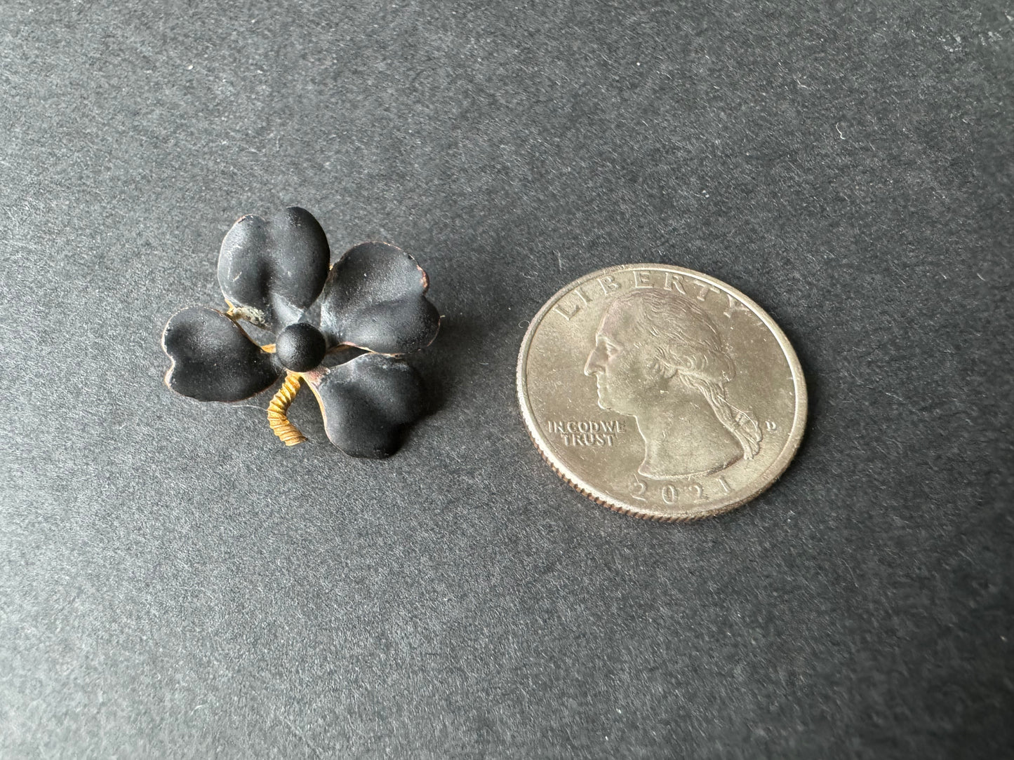Black Shamrock Gold Brooch