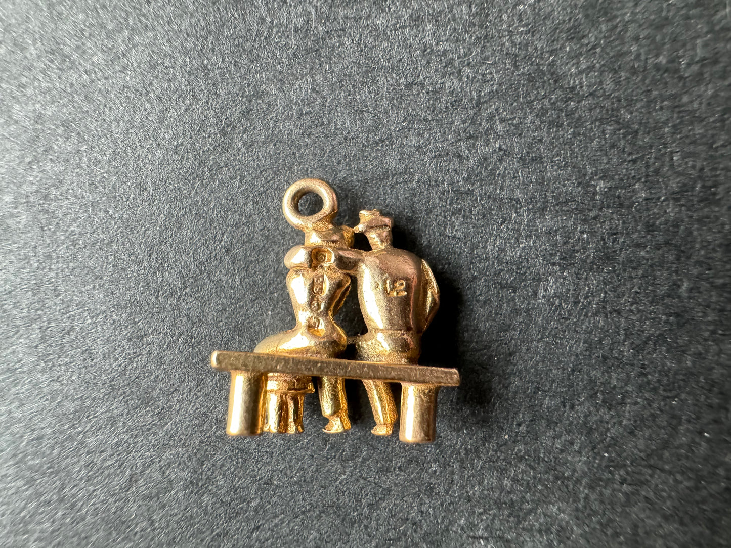 9k English Sweet Couple on Bench Charm