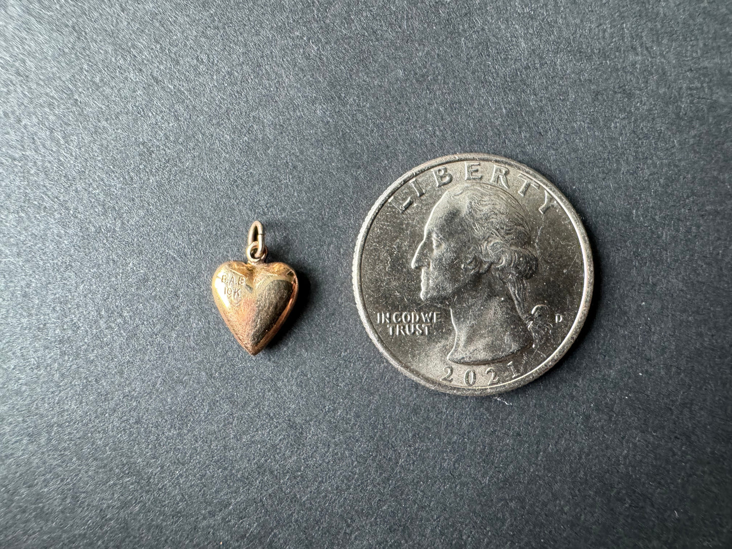 10k Tiny Engraved Heart Charm