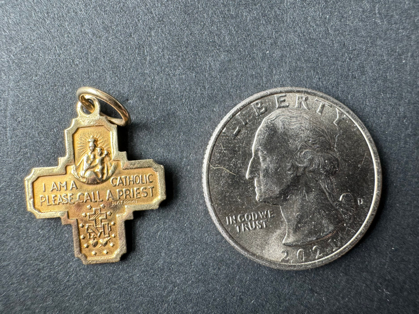 Gold Catholic 4-Way Cross Charm